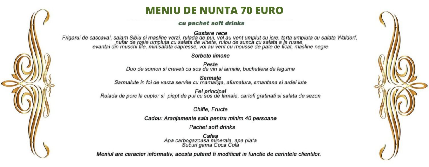 Meniu de nuntă — 70 €